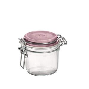 bormioli rocco fido jar, 6.75oz, clear with violet top, set of 12