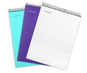 mintra office top bound durable spiral notebooks (teal, purple, white, college ruled 3pk)