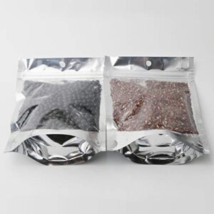 Ellbest 100Pcs Stand Up Clear Silver Zip Lock Resealable Aluminum Mylar Foil Plastic Packaging Bag for Food Beans Coffee Cookie 5.5x7.5 inch