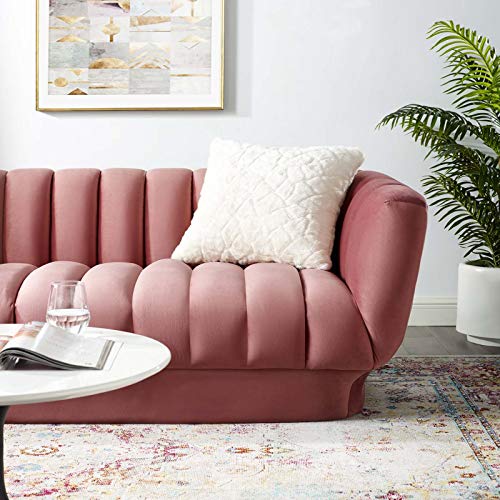 Modway Entertain Vertical Channel Tufted Performance Velvet Sofa Couch in Dusty Rose