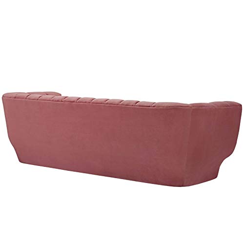 Modway Entertain Vertical Channel Tufted Performance Velvet Sofa Couch in Dusty Rose