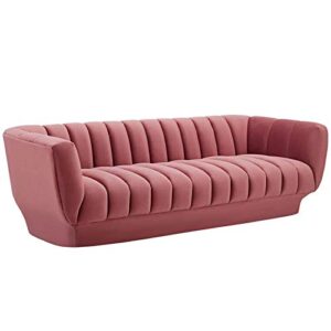 Modway Entertain Vertical Channel Tufted Performance Velvet Sofa Couch in Dusty Rose
