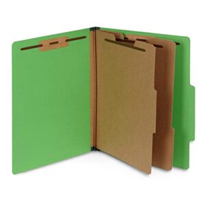 10 green classification folders, 2 divider, 2 inch tyvek expansions, durable 2 prongs designed to organize standard medical files, law client files, office reports, letter size, green, 10 pack