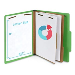 10 Green Classification Folders, 2 Divider, 2 Inch Tyvek expansions, Durable 2 Prongs Designed to Organize Standard Medical Files, Law Client Files, Office Reports, Letter Size, Green, 10 Pack