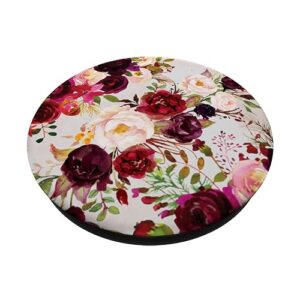 Burgundy Marsala Flower Design - Floral Pattern Gift PopSockets Standard PopGrip