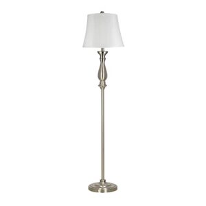 catalina lighting 21549-000 traditional 2-way tall decorative metal floor lamp with linen shade, brushed steel