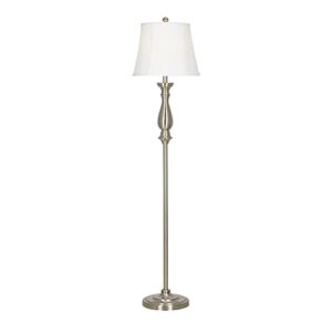 Catalina Lighting 21549-000 Traditional 2-Way Tall Decorative Metal Floor Lamp with Linen Shade, Brushed Steel