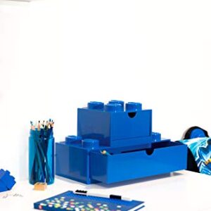 Room Copenhagen LEGO Storage Brick 4 Desk Drawer, 4-Stud Stackable Tabletop Storage Box, 6.2 x 6.2 x 4.4 In, Blue