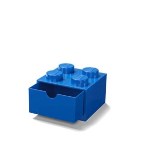 Room Copenhagen LEGO Storage Brick 4 Desk Drawer, 4-Stud Stackable Tabletop Storage Box, 6.2 x 6.2 x 4.4 In, Blue