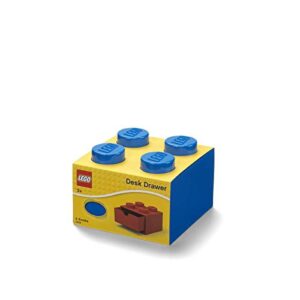 Room Copenhagen LEGO Storage Brick 4 Desk Drawer, 4-Stud Stackable Tabletop Storage Box, 6.2 x 6.2 x 4.4 In, Blue