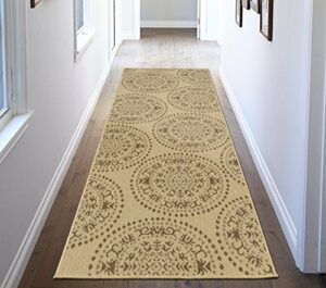 silk road concepts collection rugs, 2'7" x 7', beige medallion