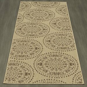Silk Road Concepts Collection Rugs, 2'7" x 7', Beige Medallion