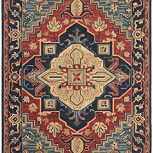 SAFAVIEH Heritage Collection Accent Rug - 4' x 6', Red & Navy, Handmade Traditional Oriental Wool, Ideal for High Traffic Areas in Entryway, Living Room, Bedroom (HG920Q)