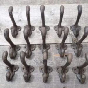 15 Rustic CAST Iron Acorn Hooks Rust 3 1/4" Long Hook Coat HAT Wall Hook LOT