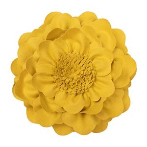 jwh 3d flower throw pillow cover aesthetic decorative floral accent pillow case round cushion handmade pillowcase for couch living room bedroom bed with insert 14 inch mustard yellow