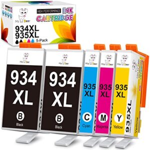 ms deer compatible 934 and 935 xl ink cartridges replacement for hp 934xl 935xl work with officejet pro 6830 6230 6815 6835 6812 6820 6220 6825 6836 printer (2 black 1 cyan 1 magenta 1 yellow) 5-pack