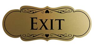 designer exit sign - brushed gold - large