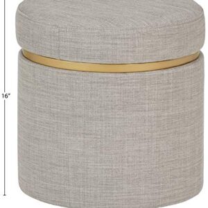 Amazon Brand – Rivet Asher Round Upholstered Storage Ottoman, 15.75"W, Light Grey