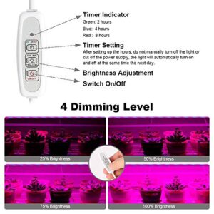 Mosthink LED Grow Light for Indoor Plants, 20W Grow Light Strips with Auto On/Off Timer, 48 LEDs /4 Dimmable Levels, Plant Light Bars for Succulents, Seedlings,Indoor Greenhouse,Plant Shelf