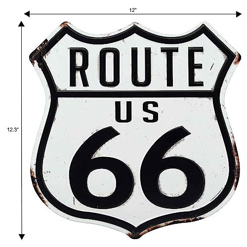 Open Road Brands US Route 66 Highway Embossed Metal Sign - Route 66 Wall Art for Garage, Man Cave or Workshop