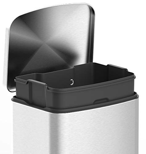 Innovaze 10.6 Gal./40 Liter Stainless Steel Rectangular Step-on Trash Can for Kitchen