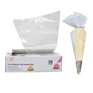 keenpioneer piping bag - disposable cake decorating bag 56 count (16 inch, clear)