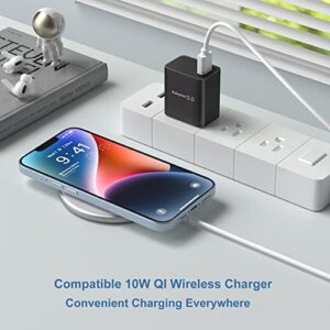 OKRAY 2-Pack Fast Charge 3.0 Adapter 18W Quick Charging Blocks USB Wall Plug Phone Charger Brick Compatible iPhone 14/13/12/11/XR/XS, iPad, AirPods, Samsung Galaxy S21 Note 20/10 Tab, Wireless Charger