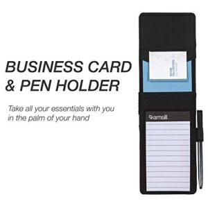 Samsill Mini Pocket Notepad Holder and Memo Pad 5 Pack Bundle, Durable Cover, Includes Five 2 7/16 x 4 1/4" Sized Writing Pads with 40 Lined Sheets, Refillable, Black