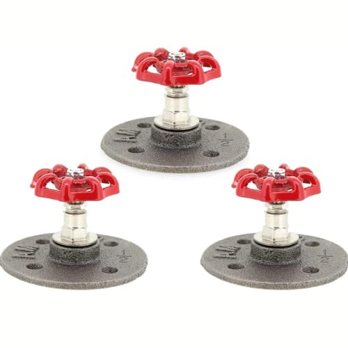 Ironwerks Designs Industrial Vintage Water Faucet Valve Handle Floor Flange Coat and Hat Hooks Pack of 3