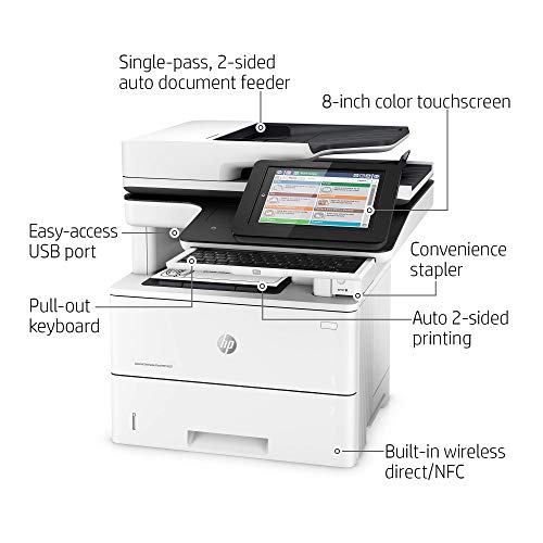 HP LaserJet Enterprise Flow MFP M527z Wireless Multifunction, Copy/Fax/Print/Scan F2A78A BGJ (Renewed)