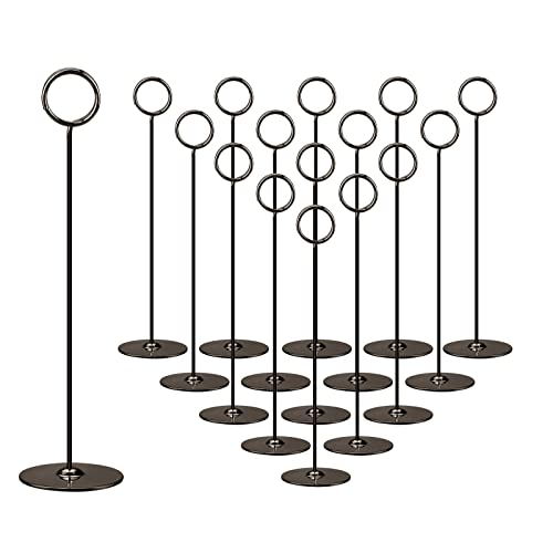 Urban Deco 16 Pieces Table Card Holder 8 inches Table Number Holders Place Steel Card Holders for Photos, Food Signs, Memo Notes, Weddings, Restaurants, Birthdays (Black)