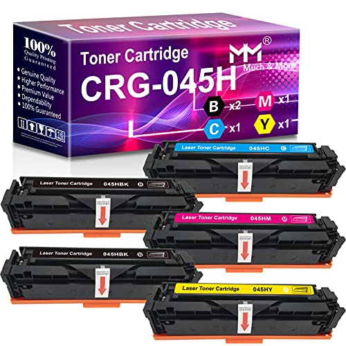 MM MUCH & MORE Compatible Toner Cartridge Replacement for Canon 045H CRG-045H 045 use with Color imageCLASS LBP612Cdw MF634Cdw MF632Cdw MF632 MF634 Printer (2x Black + Cyan + Magenta + Yellow, 5-Pack)