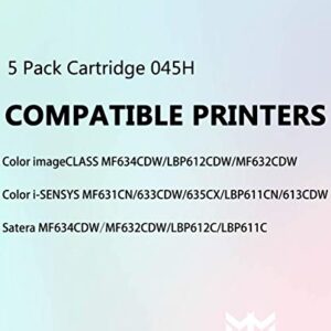 MM MUCH & MORE Compatible Toner Cartridge Replacement for Canon 045H CRG-045H 045 use with Color imageCLASS LBP612Cdw MF634Cdw MF632Cdw MF632 MF634 Printer (2x Black + Cyan + Magenta + Yellow, 5-Pack)