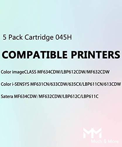 MM MUCH & MORE Compatible Toner Cartridge Replacement for Canon 045H CRG-045H 045 use with Color imageCLASS LBP612Cdw MF634Cdw MF632Cdw MF632 MF634 Printer (2x Black + Cyan + Magenta + Yellow, 5-Pack)