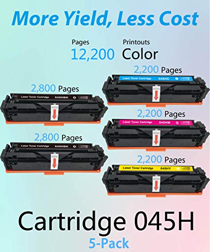 MM MUCH & MORE Compatible Toner Cartridge Replacement for Canon 045H CRG-045H 045 use with Color imageCLASS LBP612Cdw MF634Cdw MF632Cdw MF632 MF634 Printer (2x Black + Cyan + Magenta + Yellow, 5-Pack)