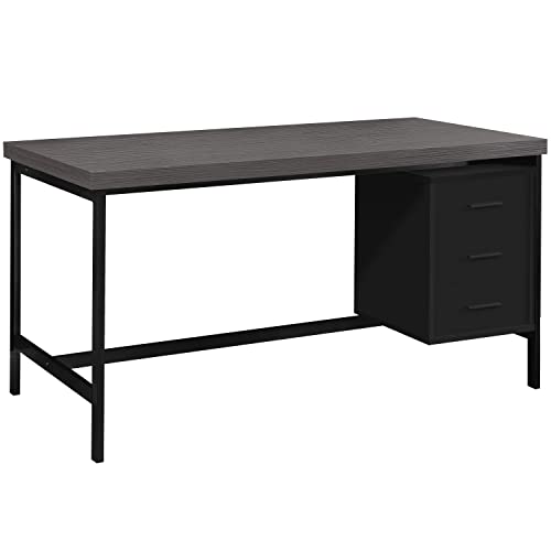 Monarch Specialties Home & Office Computer Desk with Drawers-Metal Frame, 60" L, Black-Grey Top