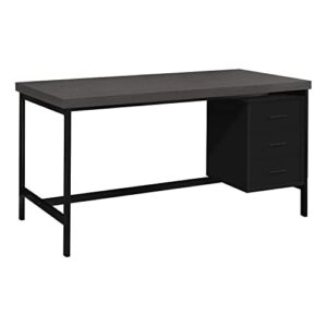 Monarch Specialties Home & Office Computer Desk with Drawers-Metal Frame, 60" L, Black-Grey Top