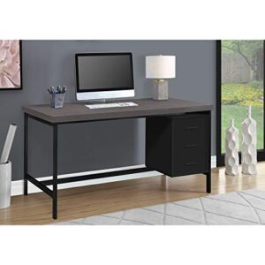 Monarch Specialties Home & Office Computer Desk with Drawers-Metal Frame, 60" L, Black-Grey Top