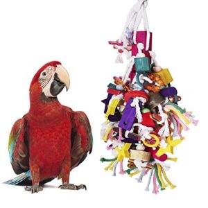 BWOGUE Large Parrot Chew Toy Bird Chewing Toy Multicolored Wooden Blocks Tearing Toys for African Grey Macaws Cockatoos Eclectus Amazon Parrot Birds