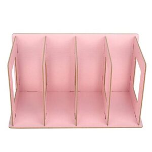 fdit wooden desktop bookshelf rack storage shelf bookcase for home school office organizer(light pink)