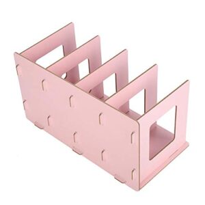 Fdit Wooden Desktop Bookshelf Rack Storage Shelf Bookcase for Home School Office Organizer(Light Pink)