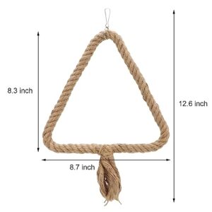 Bird Rope Swing Toy Parrot Climbing Perch Stand for Cockatiel Conure Cockatoo Parakeet Cage Hanging Decor (C: Triangle)