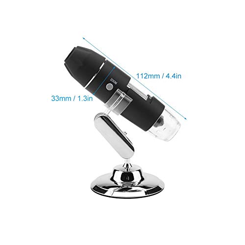 Digital Microscope, Walfront Handheld Digital Electronic Microscope 1000X Magnifier 8 LED Adjustable Observation Stand Analog AV Output for TV(US Plug, 110V)