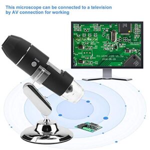 Digital Microscope, Walfront Handheld Digital Electronic Microscope 1000X Magnifier 8 LED Adjustable Observation Stand Analog AV Output for TV(US Plug, 110V)