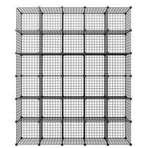kousi 14"x14" wire cube storage, metal grid organizer, 30-cube modular shelving unit, stackable bookcase, ideal for living room, bedroom, office