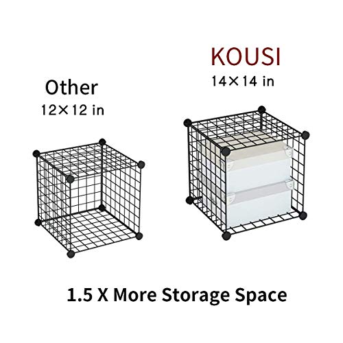 KOUSI 14"x14" Wire Cube Storage, Metal Grid Organizer, 30-Cube Modular Shelving Unit, Stackable Bookcase, Ideal for Living Room, Bedroom, Office