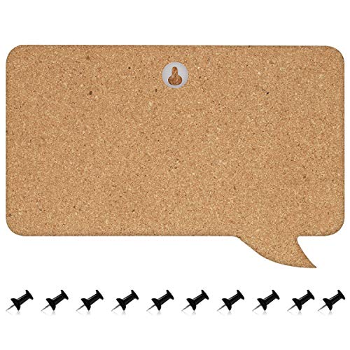 Navaris Cork Bulletin Board Set - 3X Pieces Cork Boards in Cute Decorative Speech and Thought Bubble Shapes with Push Pins for Kitchen, Home, Office