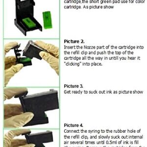 AQree 3in1 Ink Refill Cartridge Clip+ 2pcs Rubber Pads + Syringe Tool Kit for HP 60 61 62 63 65 901 67 67XL