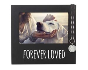 pearhead forever loved pet keepsake picture frame, dog photo frame for pet owners, dog memorial frame, wall mount and tabletop frame, 4x6 photo insert, black