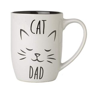 petrageous 16044 cat dad stoneware mug 4-inch diameter and 5-inch tall mug with 24-ounce capacity and dishwasher and microwave safe, 24 0z, grey